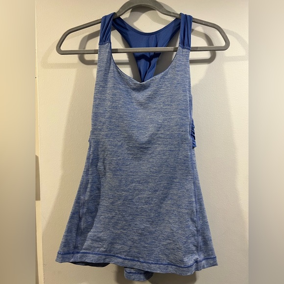 Lululemon Spin Me Tank 6 Heathered royal blue  Circle Mesh racerback mesh LN - Picture 1 of 8